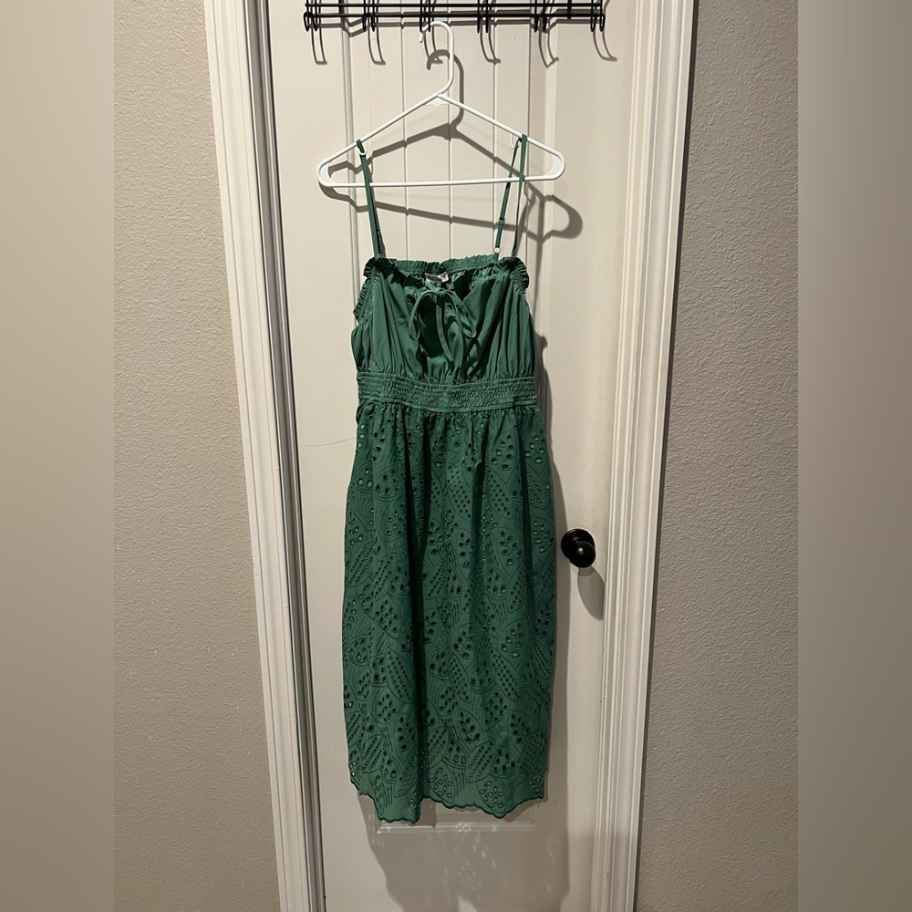 Grace Karin olive green eyelet Midi Dress sz xl women’s